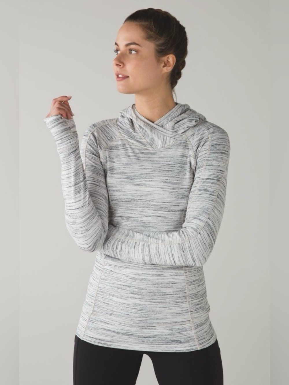 Lululemon Think Fast Hoodie Space Dye Camo White Multi Silver, Size 8 Sweatshirt